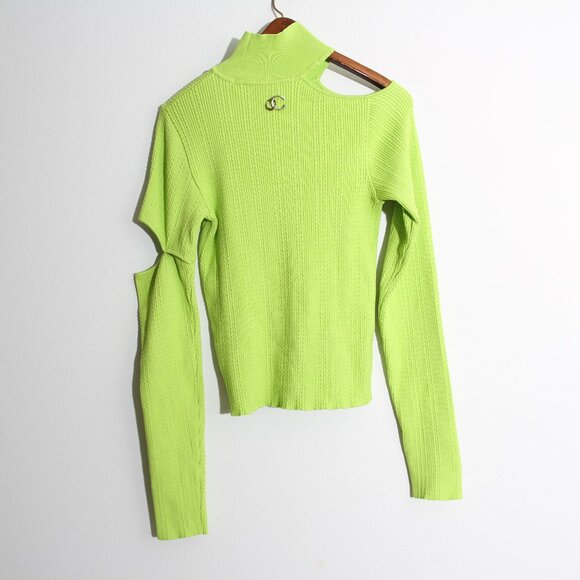 Andersson Bell Jessica Embellished Cutout Neon Cable-Knit Turtleneck Sweater - Picture 12 of 16